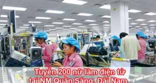 Tuyển 200 nữ làm điện tử tại NM Quần Sáng, Đài Nam